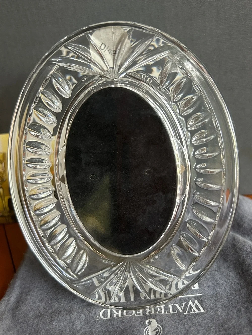 Vintage 90s new Waterford Crystal Overture Oval Picture Frame 2x3” box & pouch